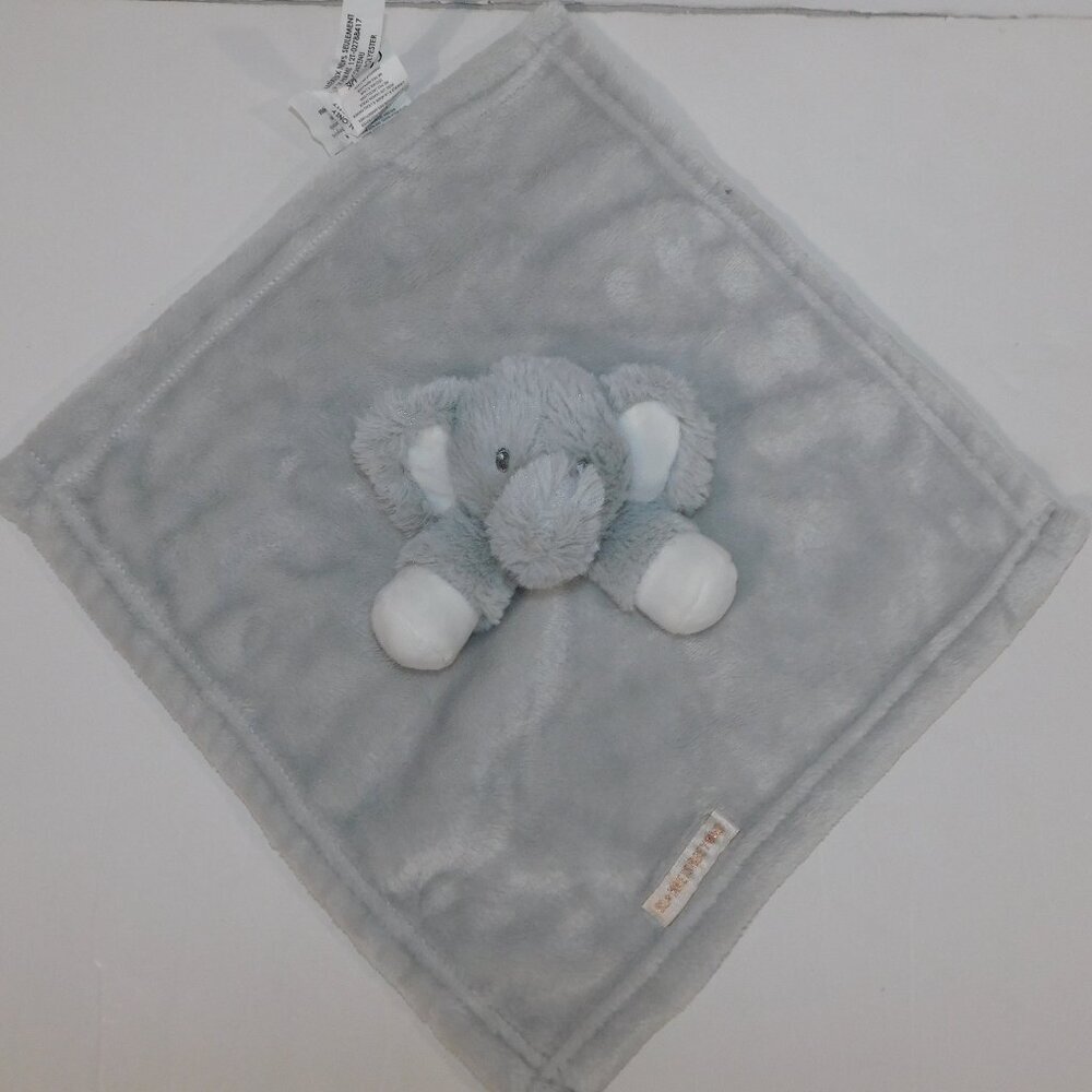 Blankets & Beyond Gray White Elephant Plush Security Blanket Baby Lovey nunu